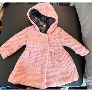 Kids Tales Pink Waffle Knit Hooded Coat Button Front Flared Skirt‎ size 2T